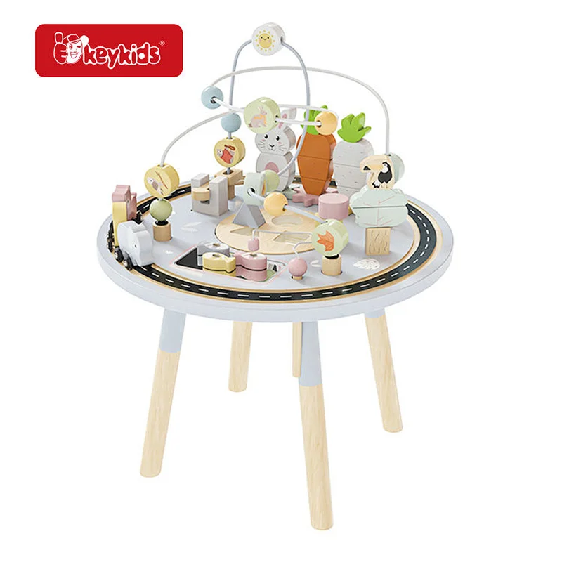 First Play Montessori Baby Toys Wooden Activity Table Toy for Toddlers 1 Year Old W12D612